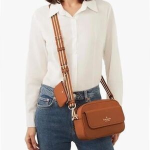 Kate Spade New York Rosie Pebbled Leather Flap Camera Bag, Warm Gingerbread